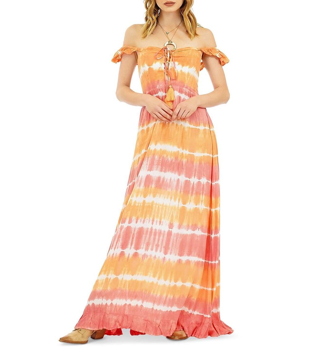 Tiare Hawaii Oasis Tie-Dye Maxi Dress Swim Cover-Up, Size O/S Orange O/S